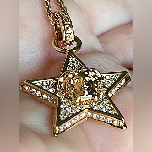 Versace Gorgeous Galaxy Star Medusa Necklace surrounded by Crystals NWT in box - Picture 7 of 16